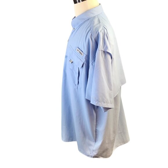 Columbia PFG Omni-Shade Vented Fishing Hiking Shirt XXL Blue Short Sleeve Button - Picture 4 of 11